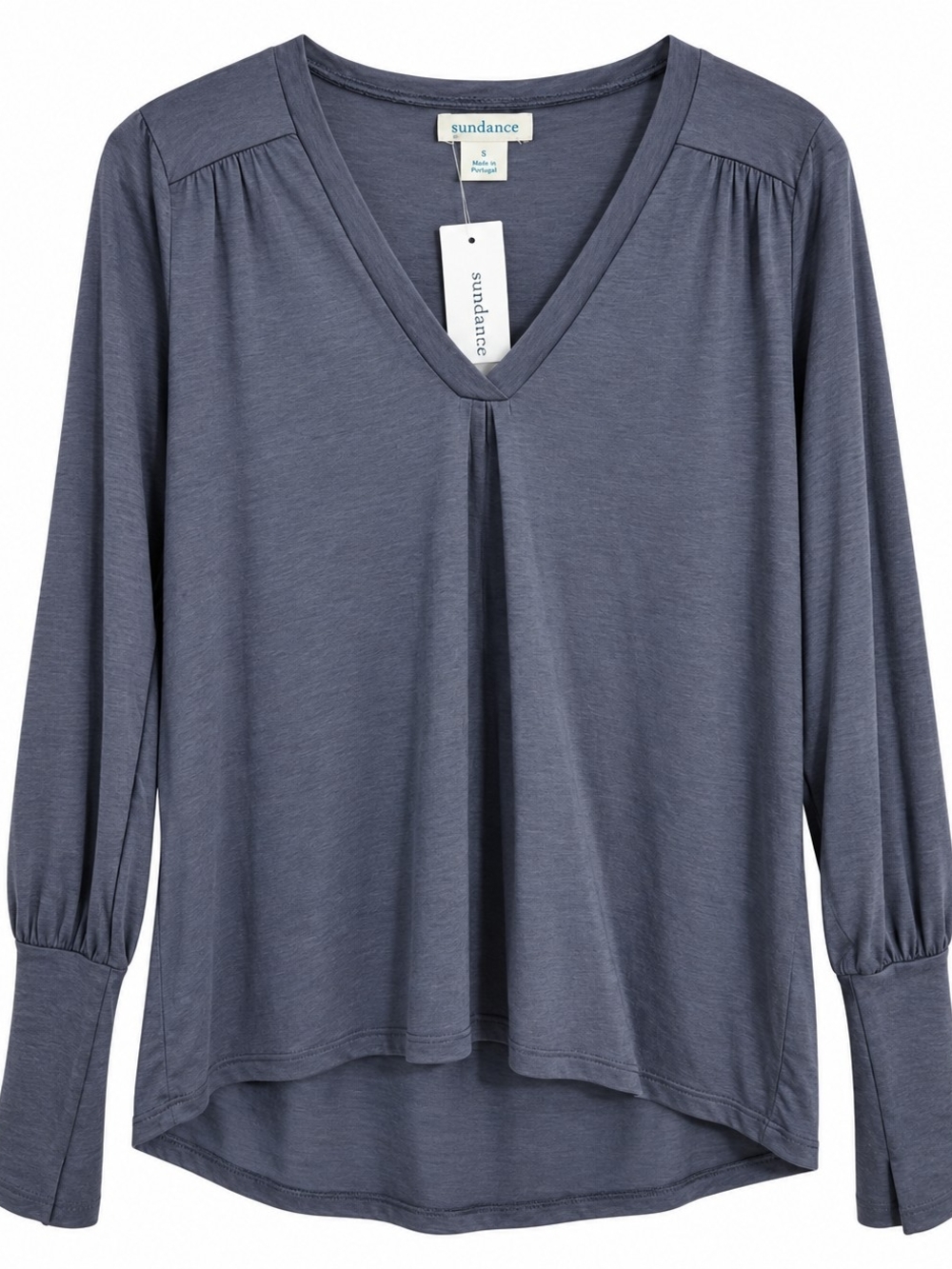 Sundance Charcol V-Neck Long Sleeve Top, Size Small